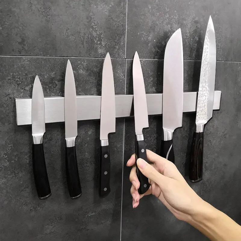 Stainless Steel Knife Stand Magnetic Knife Holder Wall Storage Rack Home for Knives Kitchen Accessories Organizer by eprolo