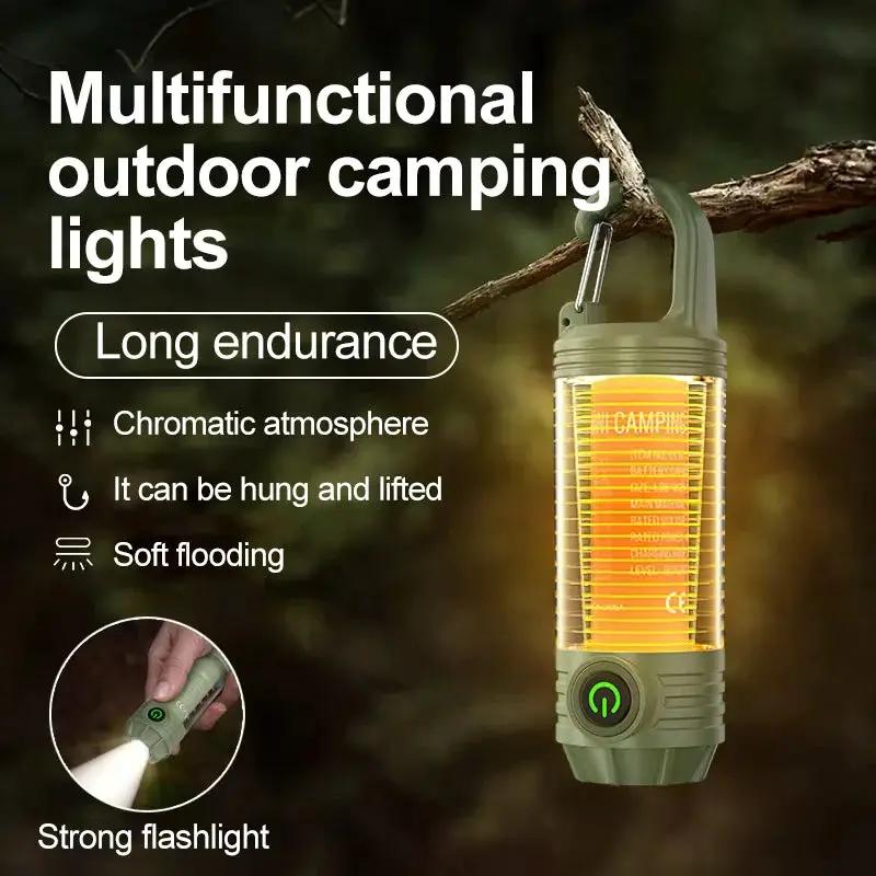 Multi functional outdoor camping light, portable strong light flashlight, rechargeable mini retro camping atmosphere light by eprolo