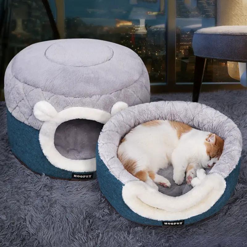 HOOPET Cat Bed House Soft Plush Kennel Puppy Cushion Small Dogs Cats Nest Winter Warm Sleeping Pet Dog Bed Pet Mat Supplies by eprolo