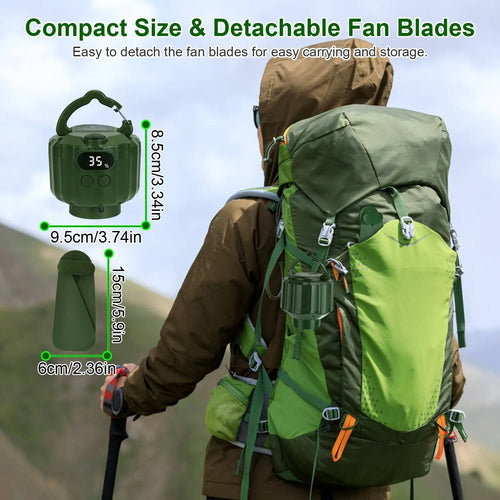 3-in-1 Camping Fan With LED Lantern, Hanging Tent Fan 3 Wind Speeds, Remote Control Timer, USB Power Bank, Low Noise Rechargeable Fan With Battery Display, Detachable Blades For Outdoor Indoor Use by S.H.WS Essentials