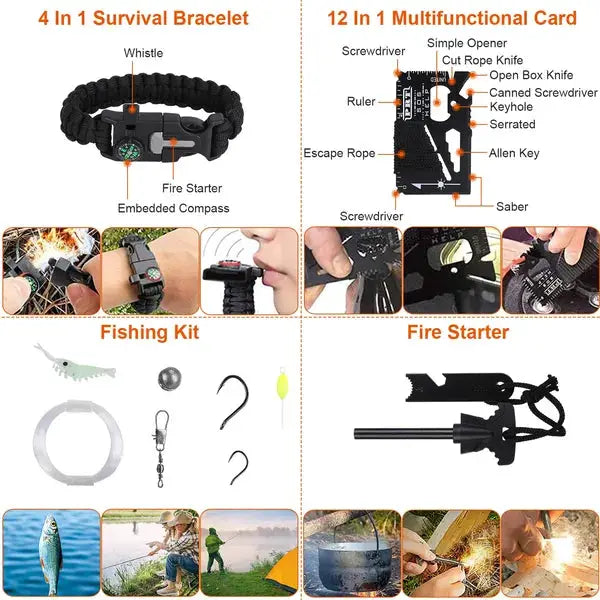 125Pcs Survival Kits Professional Emergency Survival Gear Tactical First Aid Kit Supplies For Outdoor Adventure Camping Hiking Hunting by S.H.WS Essentials