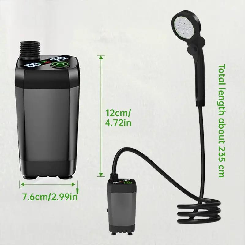 Camping & Hiking Portable Shower - 6000mAh Rechargeable, Full-Screen Digital Display by eprolo