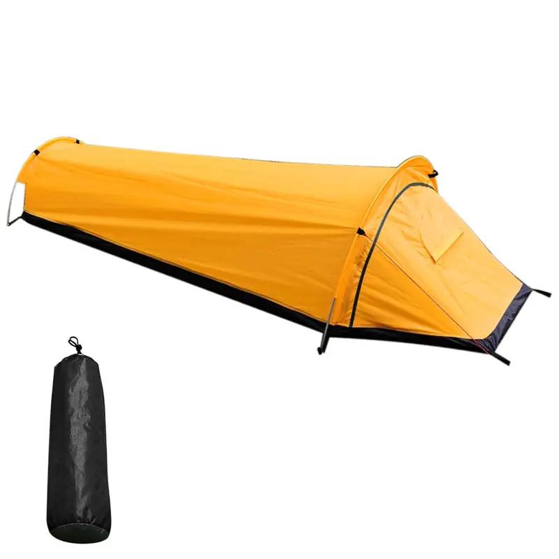 Camping Single Person Tent Ultralight Compact Outdoor Sleeping Bag Tent Larger Space Waterproof Backpacking Tent Cover Hiking by eprolo
