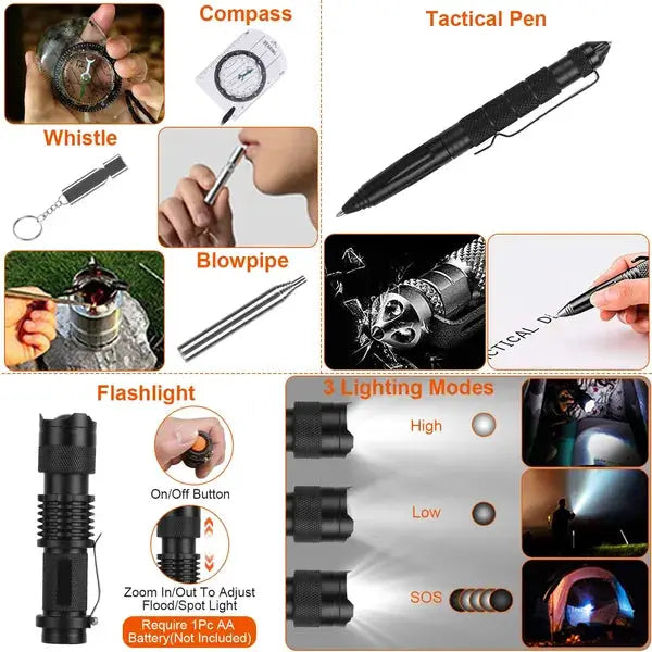 125Pcs Survival Kits Professional Emergency Survival Gear Tactical First Aid Kit Supplies For Outdoor Adventure Camping Hiking Hunting by S.H.WS Essentials