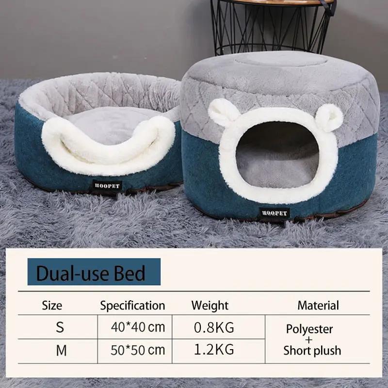 HOOPET Cat Bed House Soft Plush Kennel Puppy Cushion Small Dogs Cats Nest Winter Warm Sleeping Pet Dog Bed Pet Mat Supplies by eprolo