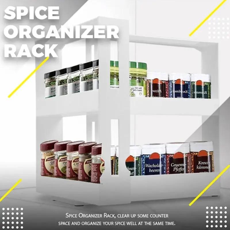Kitchen Spice Organizer Rack Multi-Function Rotating Storage Shelf Slide Kitchen Cabinet Cupboard Organizer Kitchen Storage Rack by eprolo