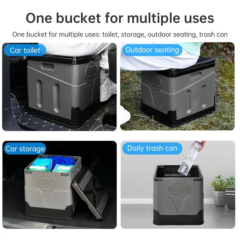 Portable folding camping toilet: adult/child use, self-contained, with lid and seat. by eprolo