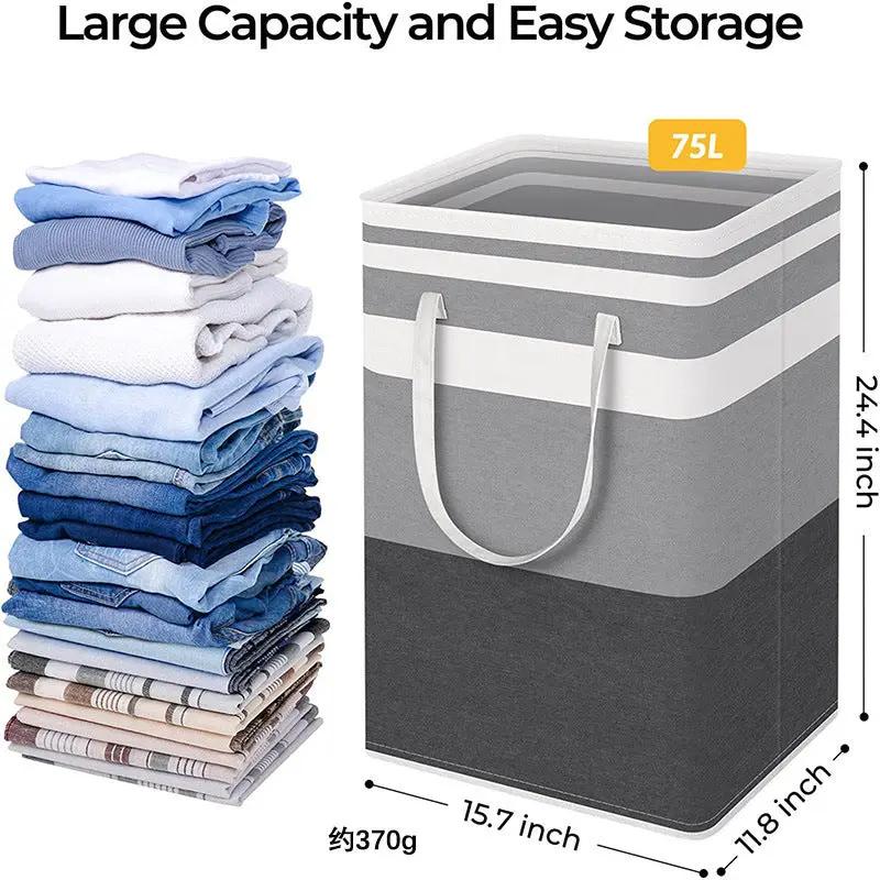 Collapsible Fabric Laundry Hamper Clothing Storage Basket Multi-purpose Organizer Large Capacity Dirty Clothes Bag by eprolo