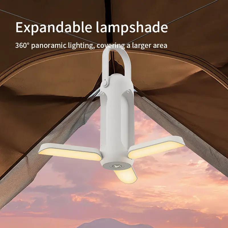 Outdoor folding camping lamp Large capacity lighting Portable usb rechargeable hanging tent camping lamp by eprolo