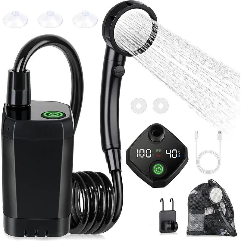 Camping & Hiking Portable Shower - 6000mAh Rechargeable, Full-Screen Digital Display by eprolo