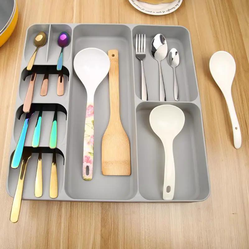 Cutlery Organizer Kitchen Drawer Organizer Tray Spoon Cutlery Separation Finishing Storage Box Tableware Kitchen Tool Dropship by eprolo