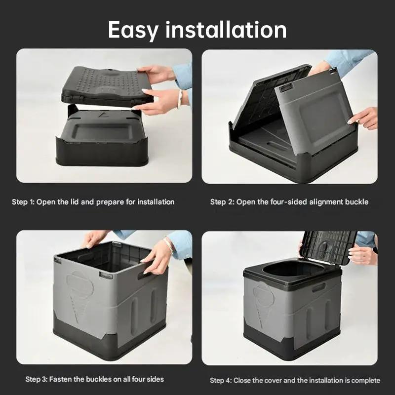 Portable folding camping toilet: adult/child use, self-contained, with lid and seat. by eprolo