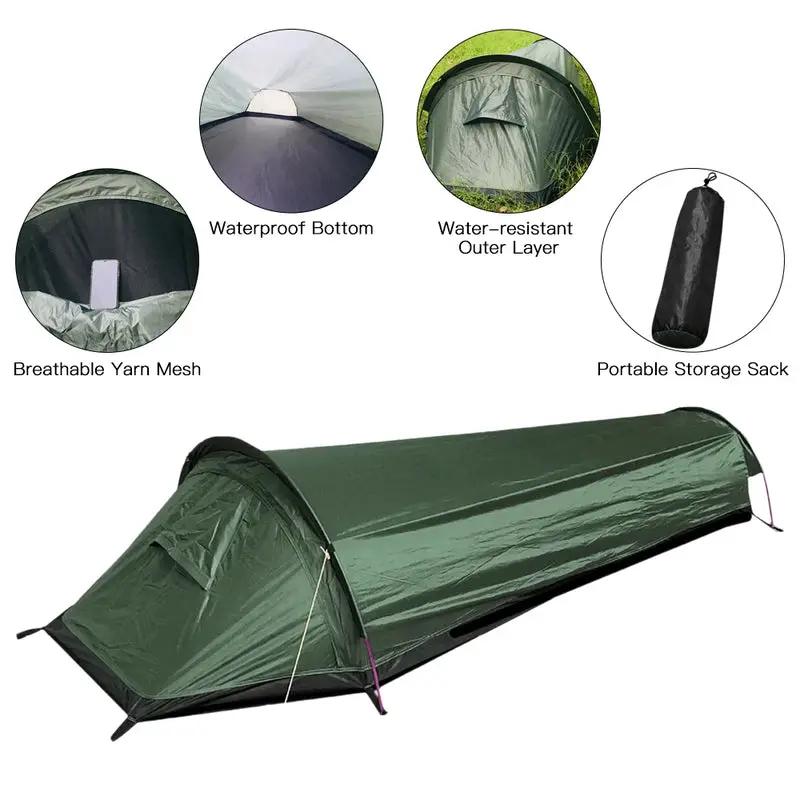 Camping Single Person Tent Ultralight Compact Outdoor Sleeping Bag Tent Larger Space Waterproof Backpacking Tent Cover Hiking by eprolo