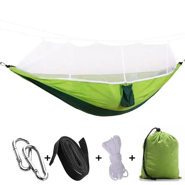 1 2 Person Outdoor Mosquito Net Parachute Hammock Camping Hanging Sleeping Bed Swing Portable Double Chair Hamac Army Green by eprolo