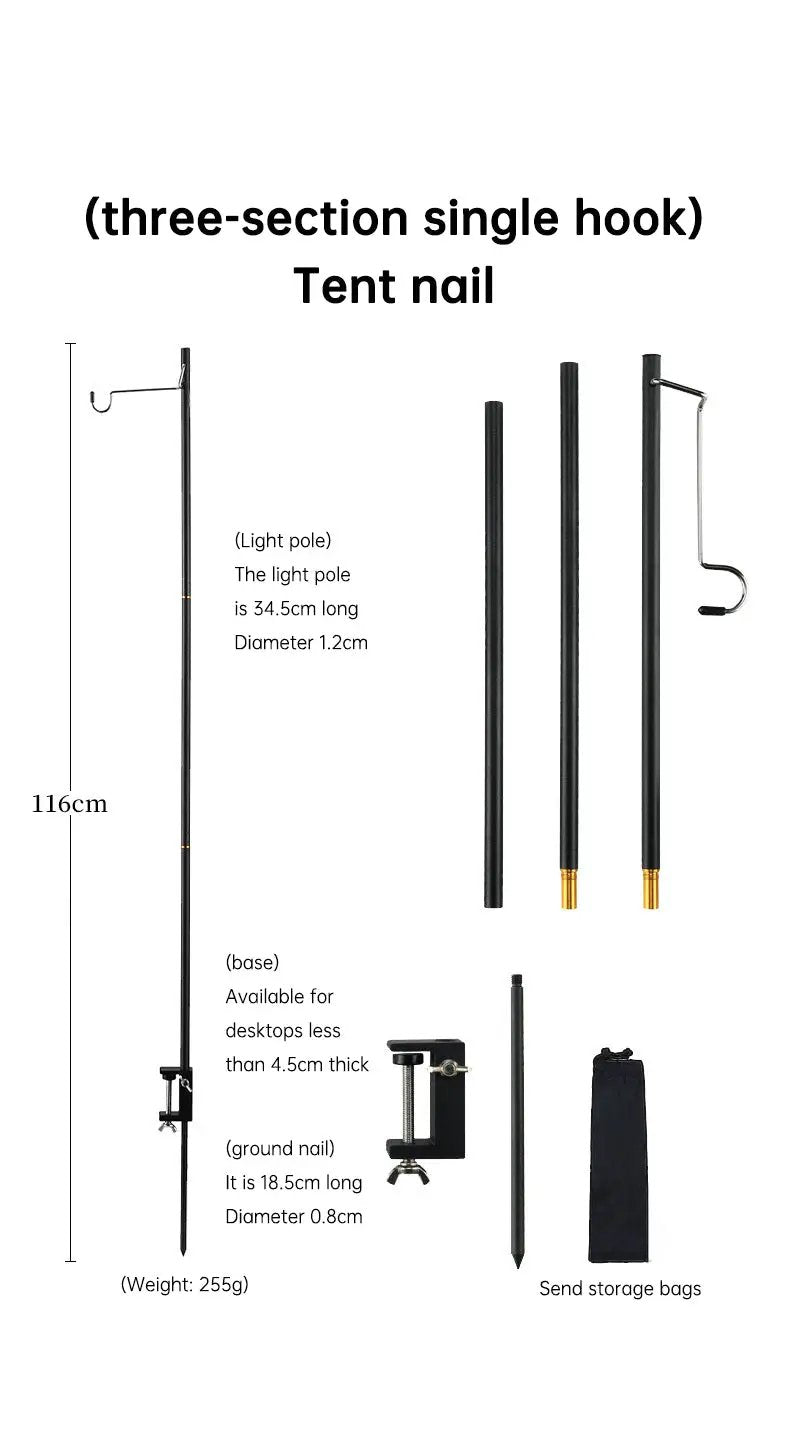 Outdoor Lightweight Aluminum Alloy Portable Camping Lamp Holder Lantern Stand with Storage Bag by eprolo