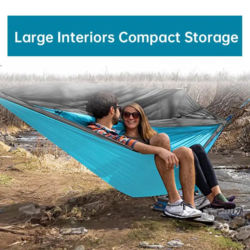 Light double nylon camping hammock with straps. Great for trips, beach, yard & garden. by eprolo