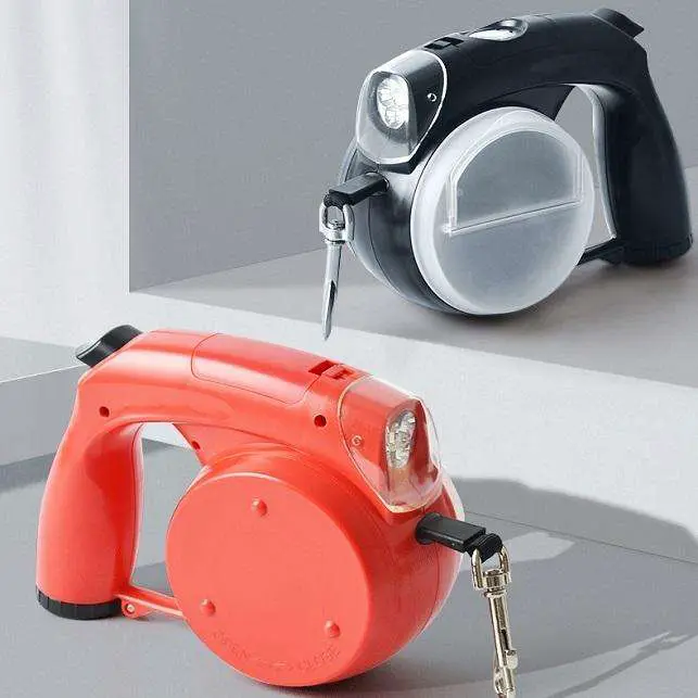 5 In 1 Multifunctional Dog Leash And Collar Custom Waterproof Automatic Led Retractable Dog Leash Poop Bag by eprolo