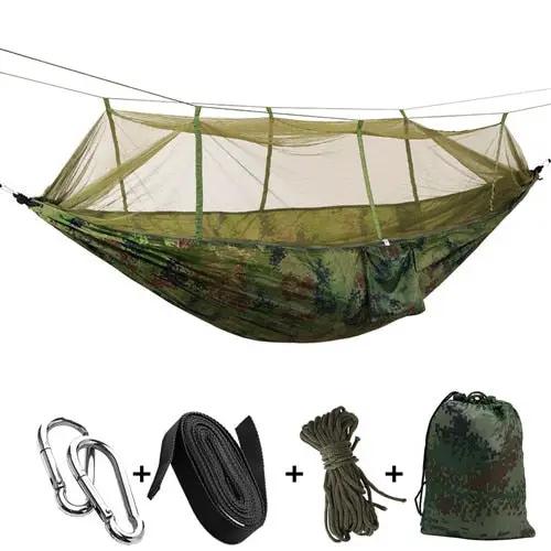 1 2 Person Outdoor Mosquito Net Parachute Hammock Camping Hanging Sleeping Bed Swing Portable Double Chair Hamac Army Green by eprolo