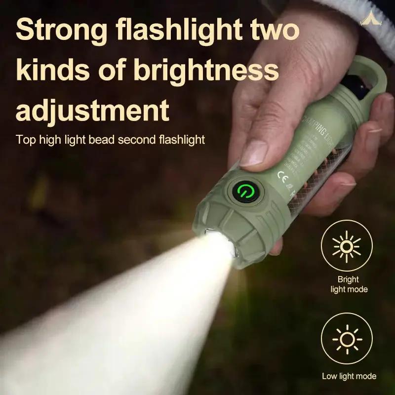 Multi functional outdoor camping light, portable strong light flashlight, rechargeable mini retro camping atmosphere light by eprolo