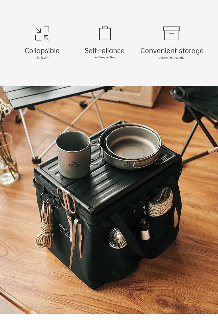 Outdoor Camping Portable Folding Storage Bag Equipment Tent Camping Cutlery Square Organizer Box by eprolo
