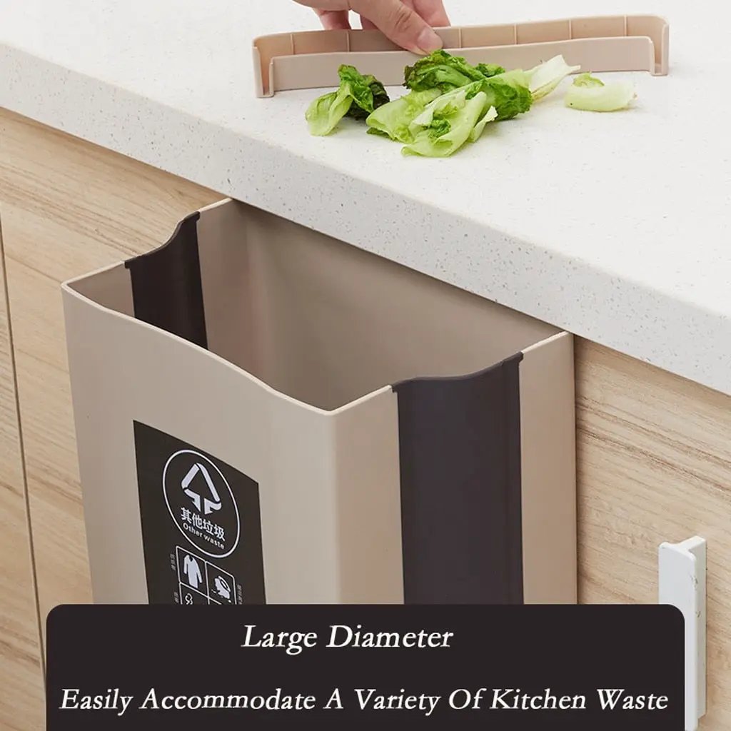 Folding Waste Bin Kitchen Cabinet Door Hanging Trash Bin Trash Can Wall Mounted Trashcan for Bathroom Toilet Waste Storage by eprolo