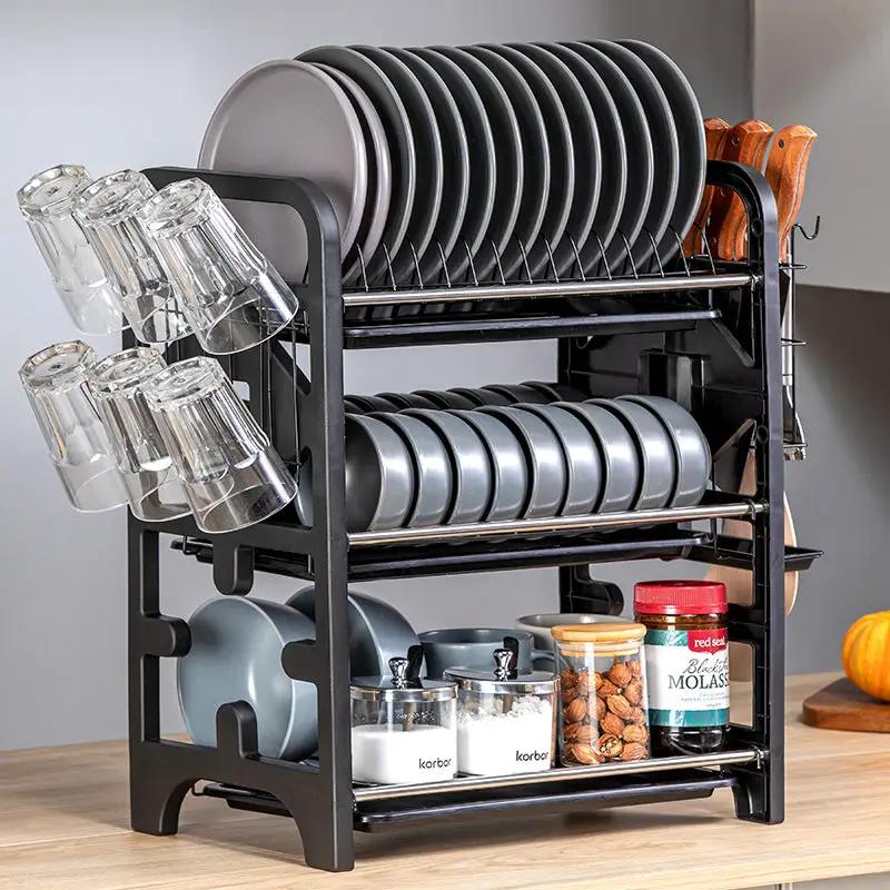 2 Layers Stainless Steel Dish Storage Rack Kitchen Storage Holder Dish Bowl Drain Rack by eprolo