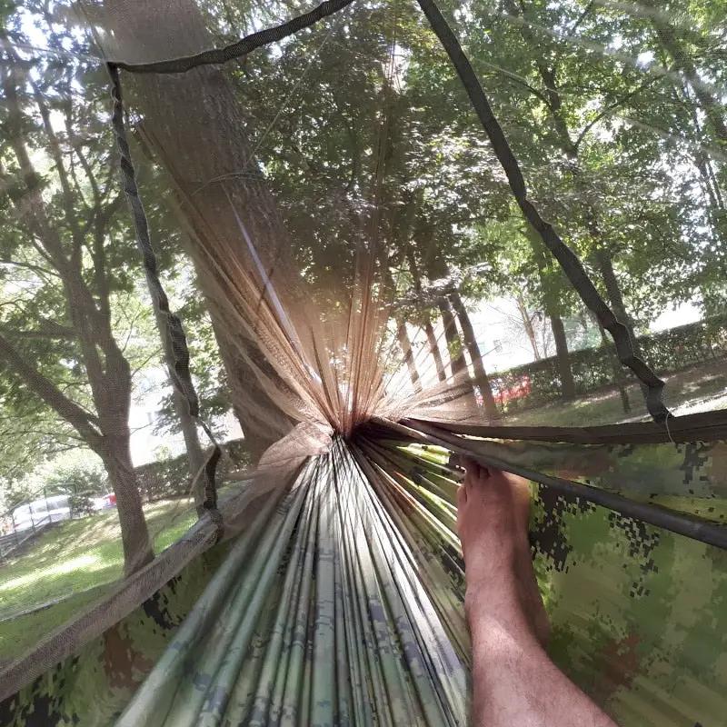 1 2 Person Outdoor Mosquito Net Parachute Hammock Camping Hanging Sleeping Bed Swing Portable Double Chair Hamac Army Green by eprolo