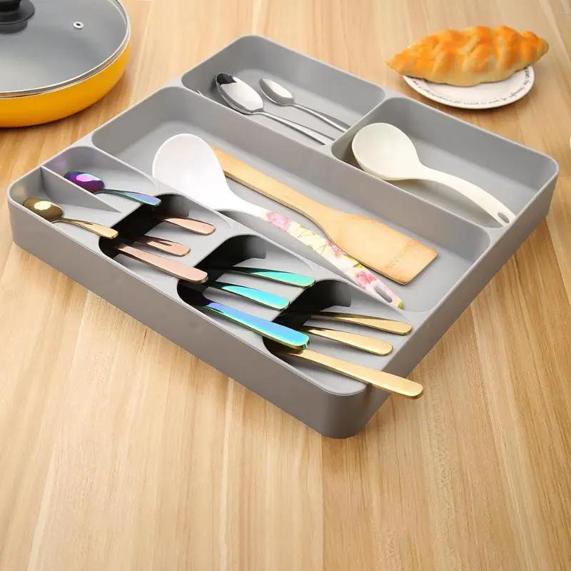 Cutlery Organizer Kitchen Drawer Organizer Tray Spoon Cutlery Separation Finishing Storage Box Tableware Kitchen Tool Dropship by eprolo