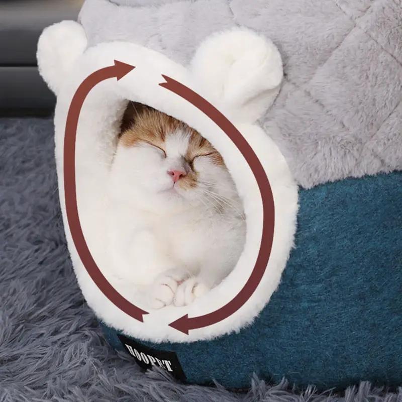 HOOPET Cat Bed House Soft Plush Kennel Puppy Cushion Small Dogs Cats Nest Winter Warm Sleeping Pet Dog Bed Pet Mat Supplies by eprolo