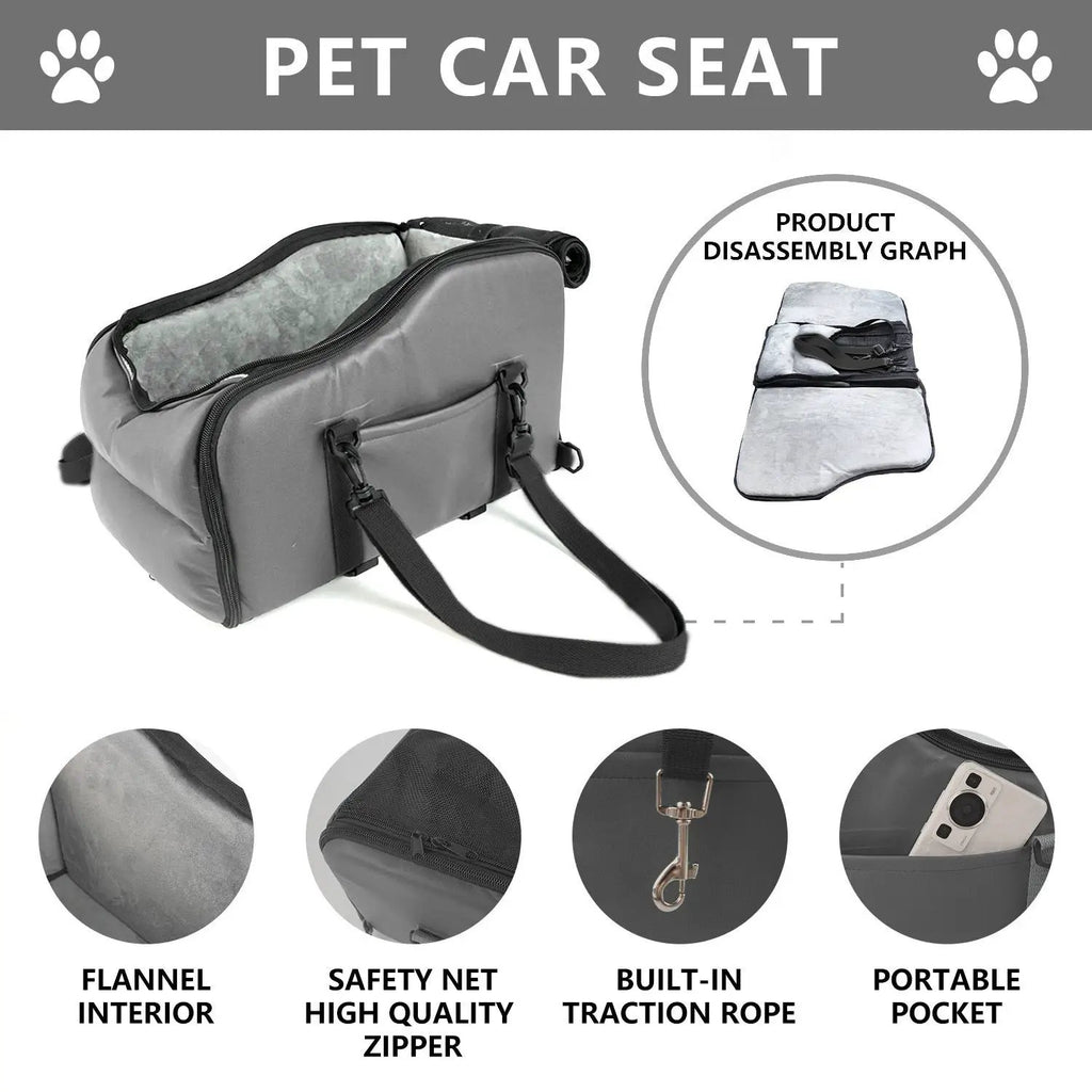 Portable pet bed for outings car travel safety seat center console car cushion car dog bed small dog ride artifact by eprolo