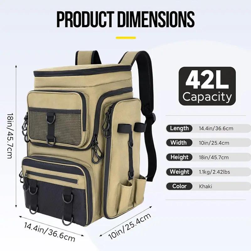 Fishing Backpack with Rod Holder, Tackle Organizer Box & Hiking Storage by eprolo