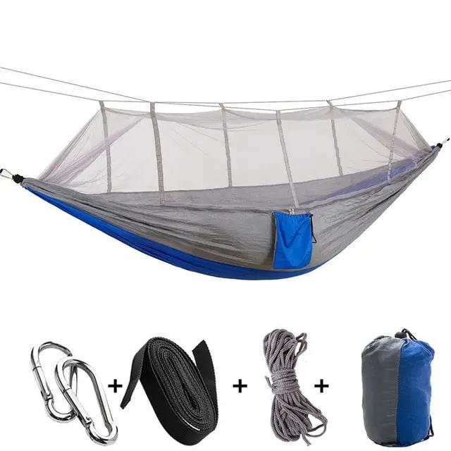 1 2 Person Outdoor Mosquito Net Parachute Hammock Camping Hanging Sleeping Bed Swing Portable Double Chair Hamac Army Green by eprolo