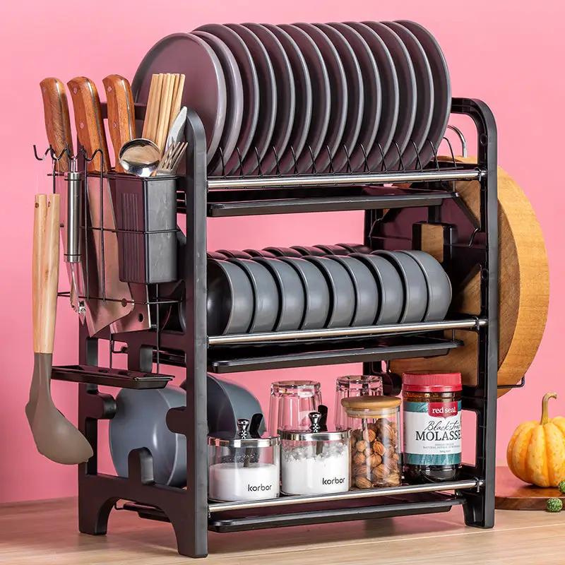 2 Layers Stainless Steel Dish Storage Rack Kitchen Storage Holder Dish Bowl Drain Rack by eprolo