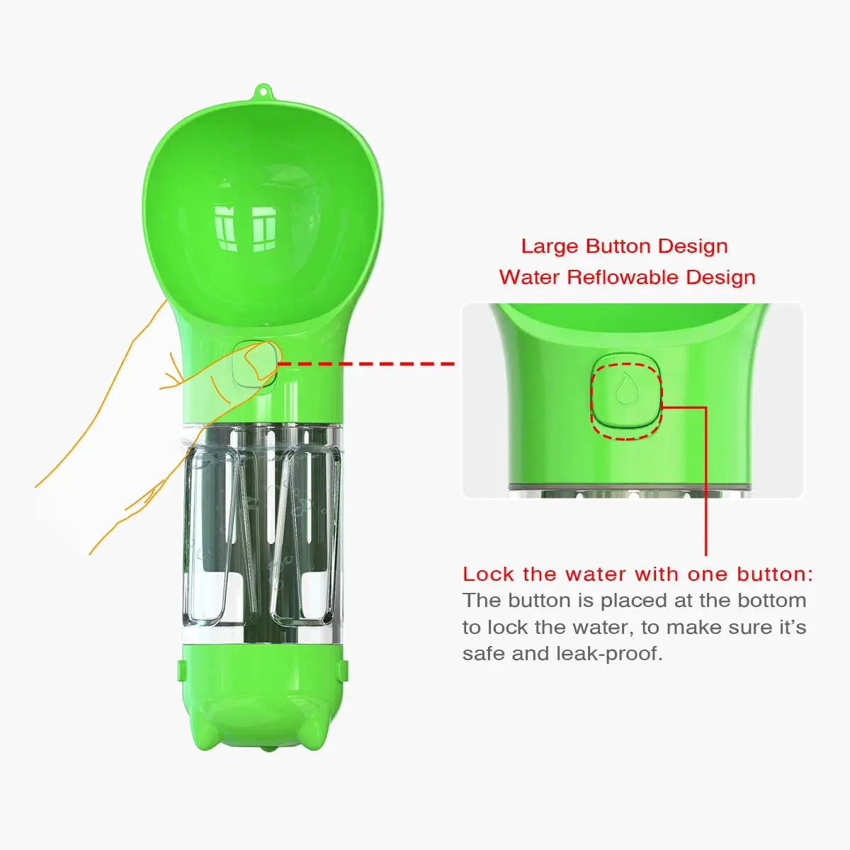 Portable Pet Cat Dog Water Bottle Feeder Container Drinking Bowl Dispenser With Poop Shovel Plastic Bags Leak Proof Lock Sale by eprolo