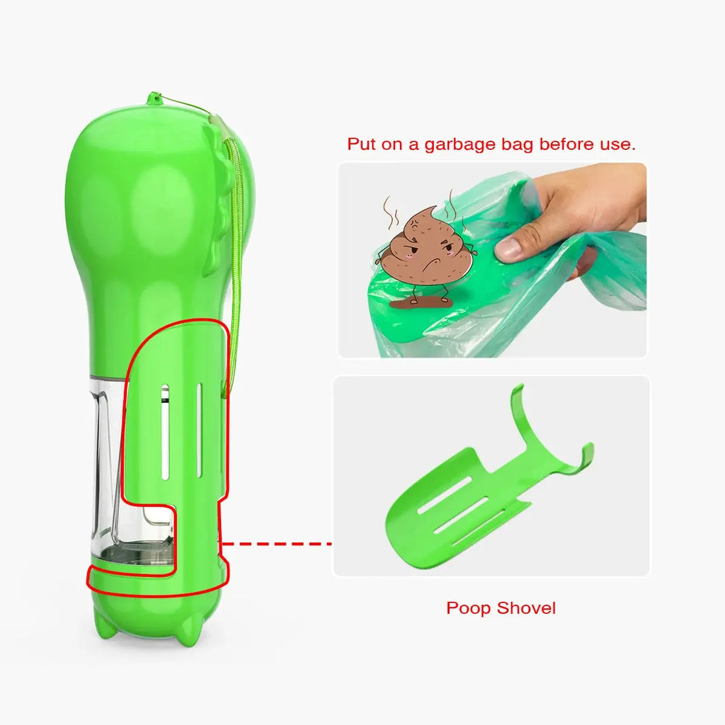 Portable Pet Cat Dog Water Bottle Feeder Container Drinking Bowl Dispenser With Poop Shovel Plastic Bags Leak Proof Lock Sale by eprolo